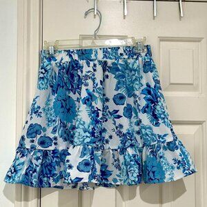 SHEIN Blue Floral Ruffle Skirt size 2